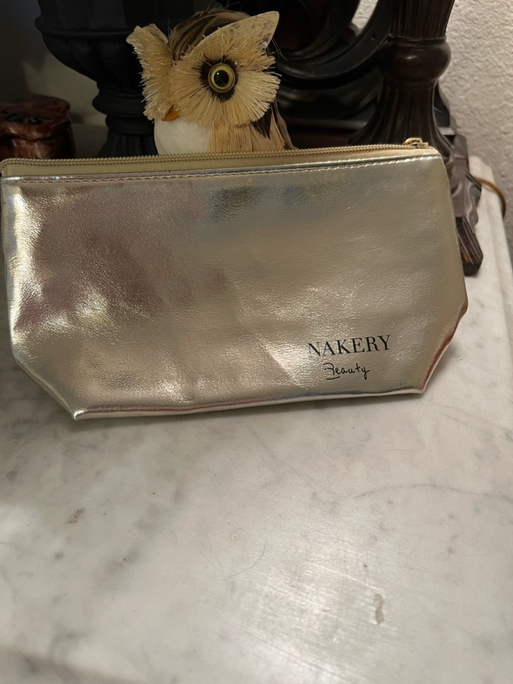Nakery Beauty Metallic Gold Cosmetic Bag - Sleek Travel Pouch
